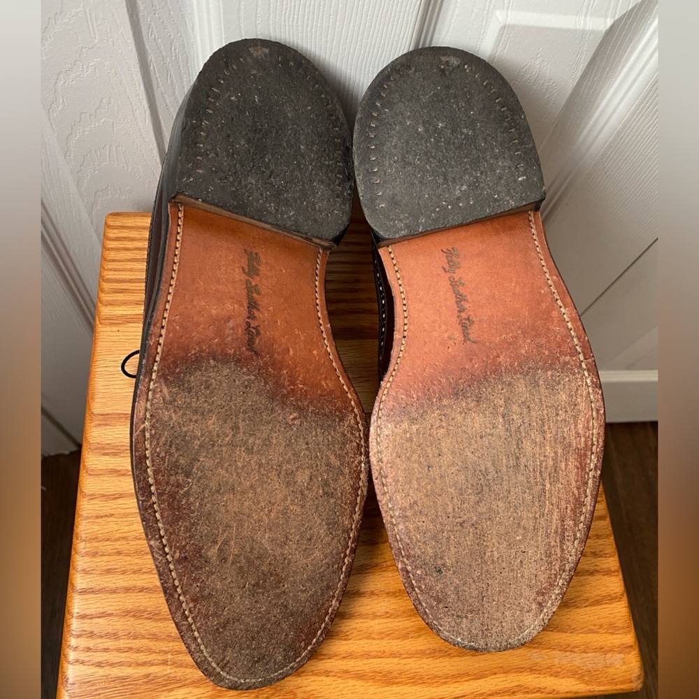 VINTAGE 1960s DEXTER Chancellors Burgundy Leather Wingtip Derby Shoes 9.5 E - Picture 8 of 15